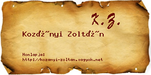 Kozányi Zoltán névjegykártya